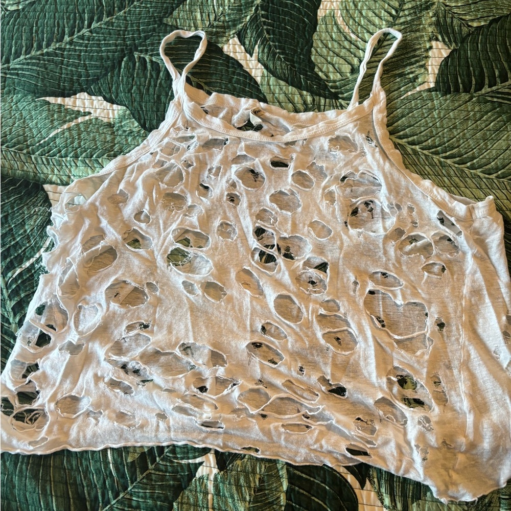 Emma & Sam White Distressed Top